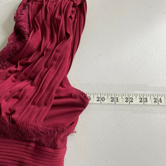 ASOS Maroon Pleated Lace Empire Waist Maxi Dress Women's Size 8 Wedding Bridal - Picture 10 of 13